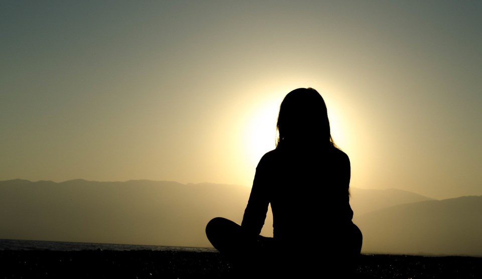 meditation, sunrise, stock photo