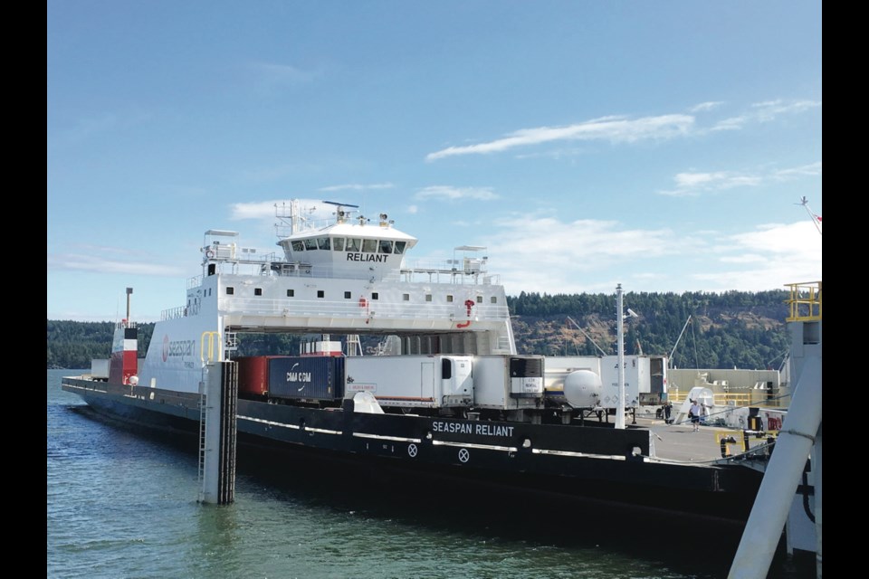 The Reliant, an LNG-powered ferry from Seaspan, at Duke Point near Nanaimo. The vessel is multi-fuelled (diesel, liquefied natural gas and battery). Seaspan will add two new hybrid ferries to its fleet in 2021, bringing the total to four. With construction scheduled to begin this year, the vessels will join the Reliant and the Swift. Seaspan’s new ferries will be able to significantly reduce greenhouse-gas emissions for its trailer service between its Vancouver Island and mainland terminals.