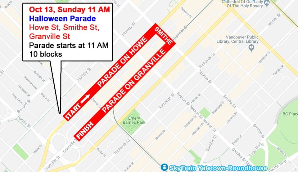 halloween parade route