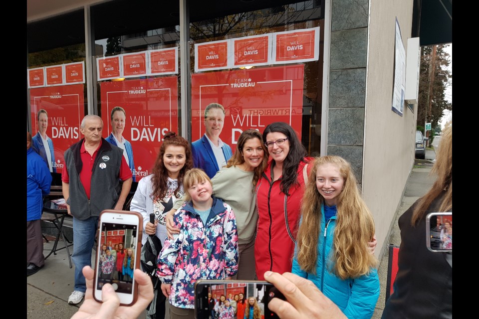 Sophie Grégoire Trudeau poses for photos during an Oct. 7 visit to New Westminster.