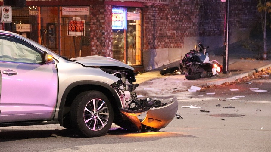 One man is in hospital with serious injuries after an afternoon crash in Burnaby Heights at the corner of Hastings Street and Ingleton Avenue. Shane MacKichan photo