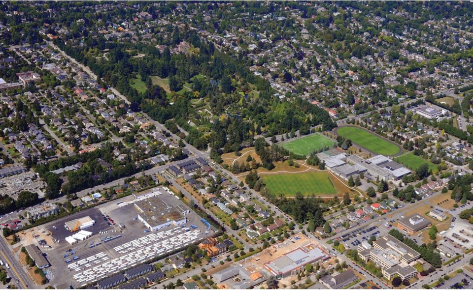 The site of the former Oakridge Transit Centre: below, left corner.