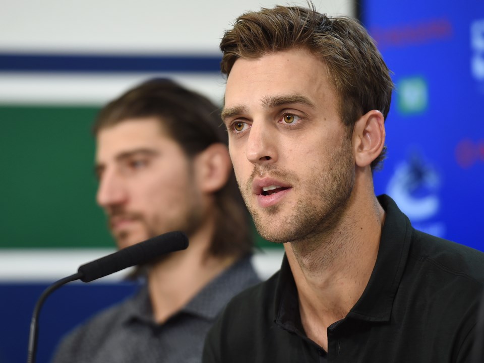 Brandon Sutter at the Canucks 2019 media day.