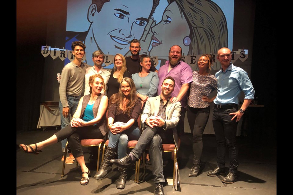 The cast of September's Dirty Little Secrets Improv show. The night of improv comedy, based on audience secrets, returns to the Columbia Theatre on Oct. 25.