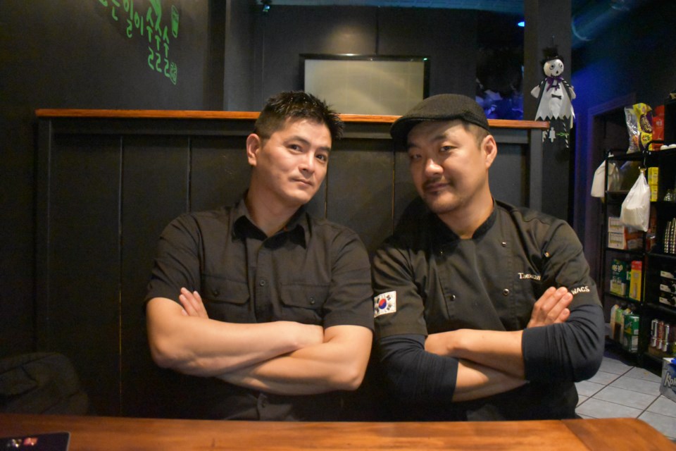 Taewon Seo (left) and Zerom Hwang said the Korean barbecue is all about being nature without combining too many elements. Nono Shen photo