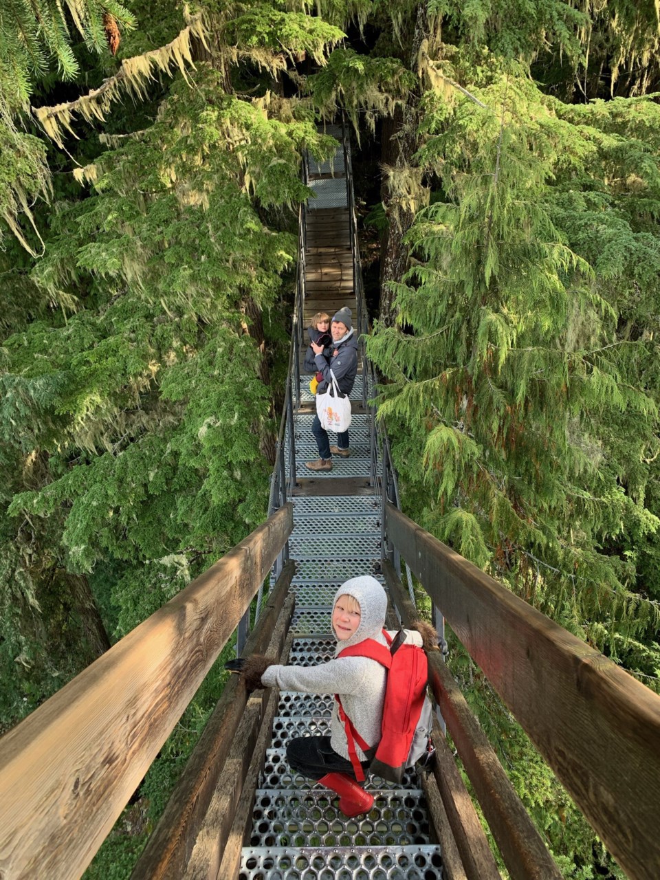 A more mature and responsible Grant Lawrence enjoys a Treetrek Tour at Blackcomb Mountain with his f