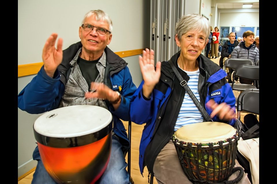 The 2019 Seniors Festival included a drumming workshop with Lyle Povah with Drumming and Health, which included audience participation. Ray and Ann Roberts were among the folks who took part.