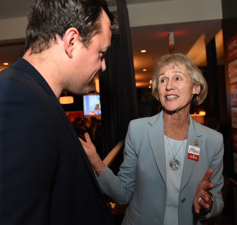 Liberal MP Joyce Murray was all smiles after getting re-elected in Vancouver Quadra. Photo Kevin Hil