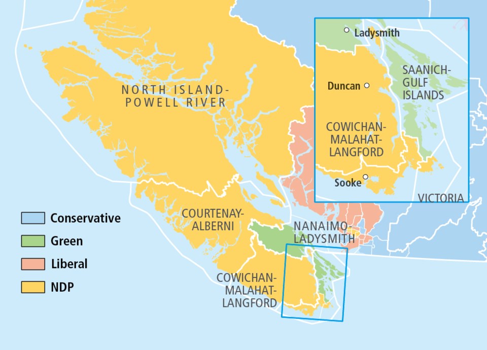 Vancouver Island ridings-2019 federal election