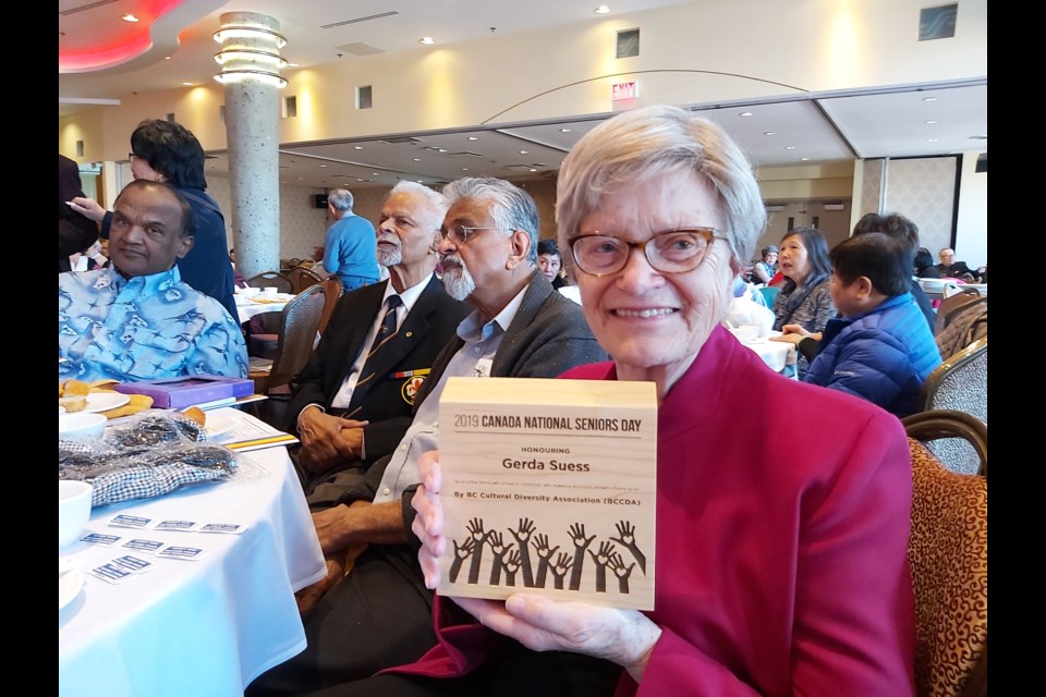 Longtime New West resident Gerda Suess has been recognized for her community contributions by the B.C. Cultural Diversity Association.