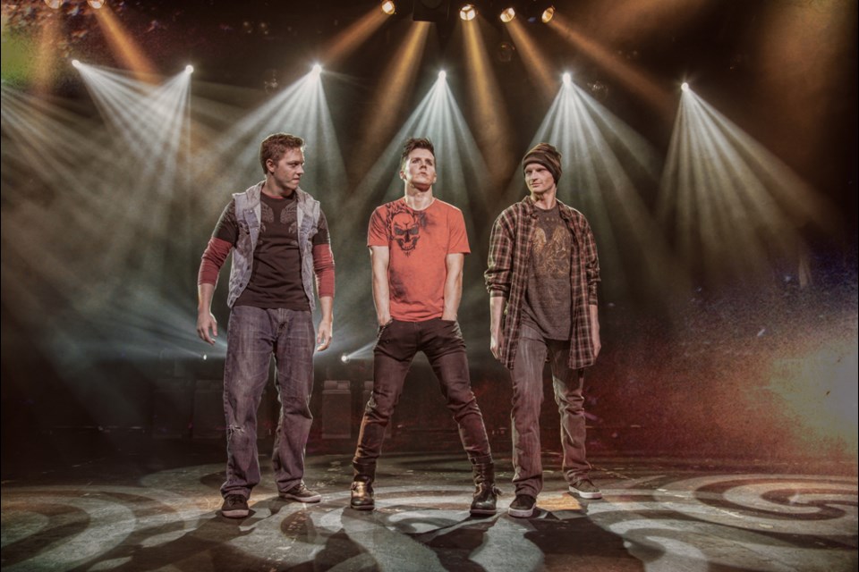 Tanner Ford, Colin Sheen and Nick Heffelfinger in Green Day's American Idiot, a URP production that's onstage at the Centennial Theatre in North Van Nov. 5 to 10.