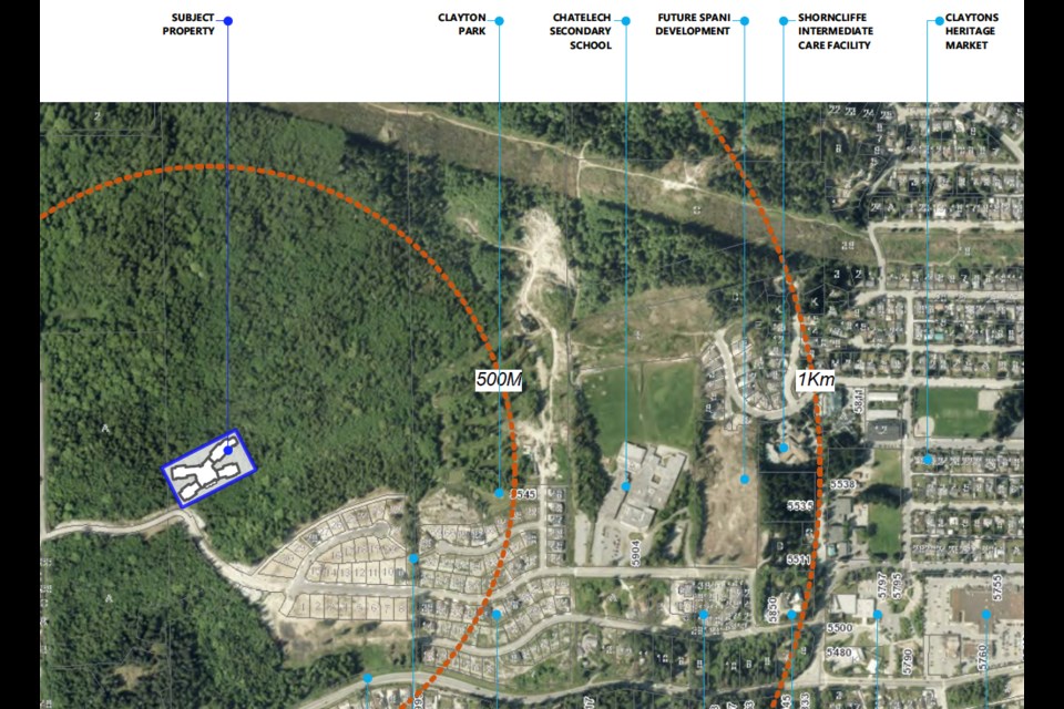 A map from 2017 showing the proposed location of the Silverstone residential care facility on Derby Road in West Sechelt.