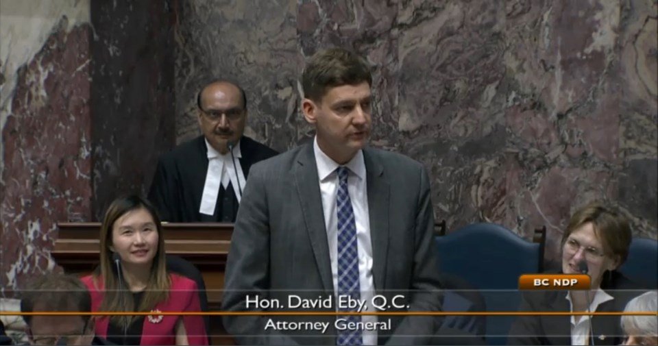 Attorney General David Eby in the legislature on Oct. 24, 2019.