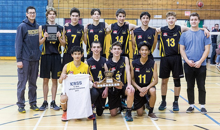 The Duchess Park Condors pose for a team photo after winning the Kelly Road Senior Boys Megabowl on Saturday afternoon at Kelly Road Secondary School gymnasium. Citizen Photo by James Doyle