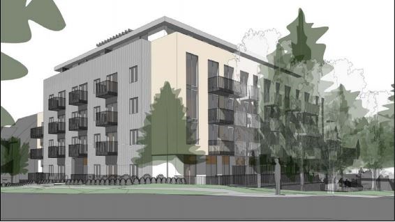 Proposed five-storey rental building proposed for Larch Street, as viewed from the corner of Larch and West 2nd Avenue.
