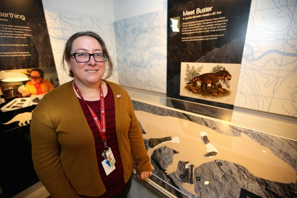 Curator Victoria Arbour with some of the newly exhibited dinosaur bones, which are on display until Feb. 26 at the Royal B.C. Museum.