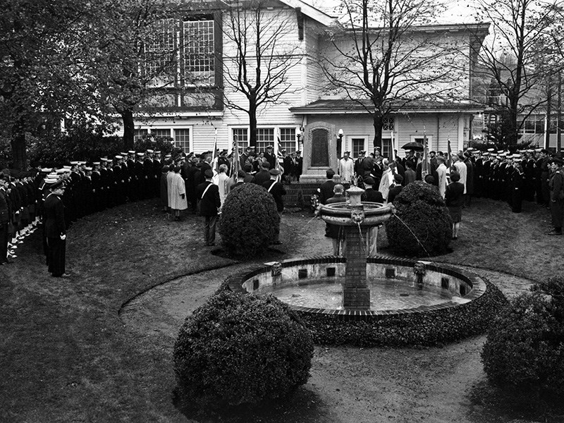 This Powell River News archive photo shows part of the crowd which gathered at Powell River’s cenotaph during Remembrance Day services on November 11, 1969. A steady drizzle of rain fell during the full length of the parade and service. Photo courtesy Powell River Historical Museum and Archives