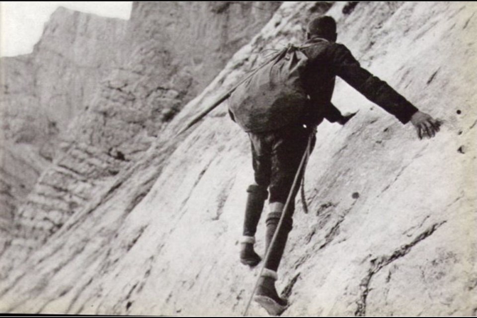 Paul Preuss on the North Face of the Hochtor in the Gesäuse in September 1911.