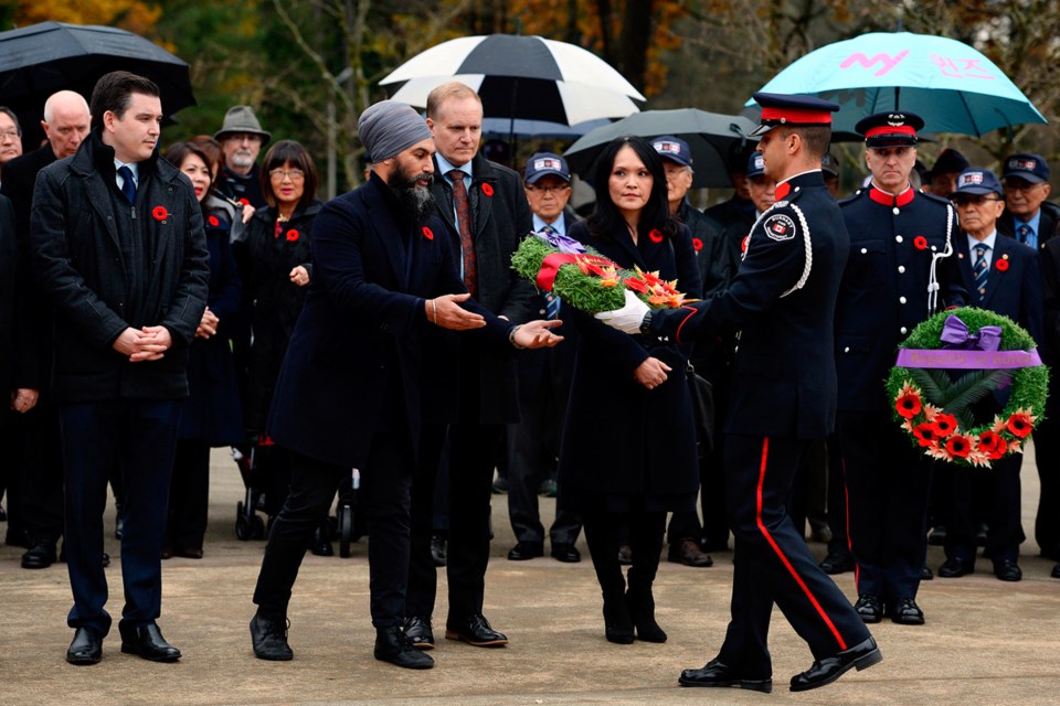 Various federal, provincial and municipal politicians, members of the diplomatic corps, Veterans of the Korea War and members of the Korean Community of BC, friends and supporters were in attendance at the annual Remembrance Day Ceremony on Nov. 11, 2019 at the Ambassador of Peace Korean War Memorial in Central Park. Jennifer Gauthier photos