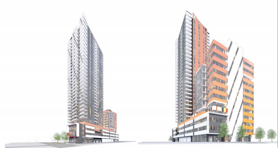 Depiction of buildings proposed for 5812 to 5844 Cambie St. Renderings IBI Group