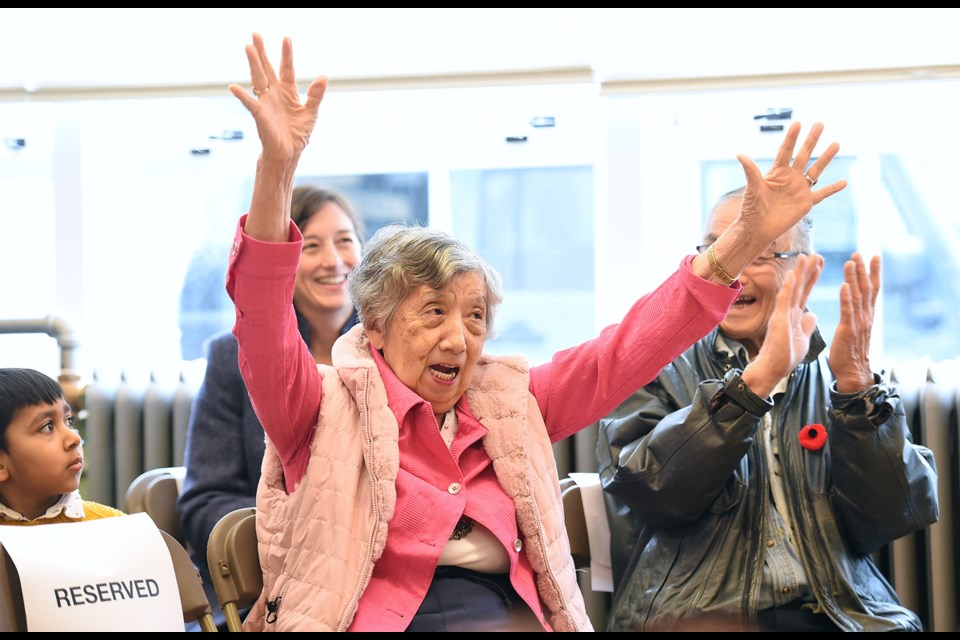 Ritsu Saimoto, 86, was a grade one student at the Vancouver Japanese Language School in 1940. She returned to the school Wednesday to celebrate its National Historic Site designation by Parks Canada.