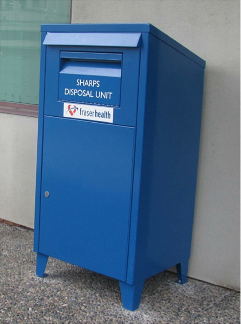 Fraser Health sharps disposal unit
