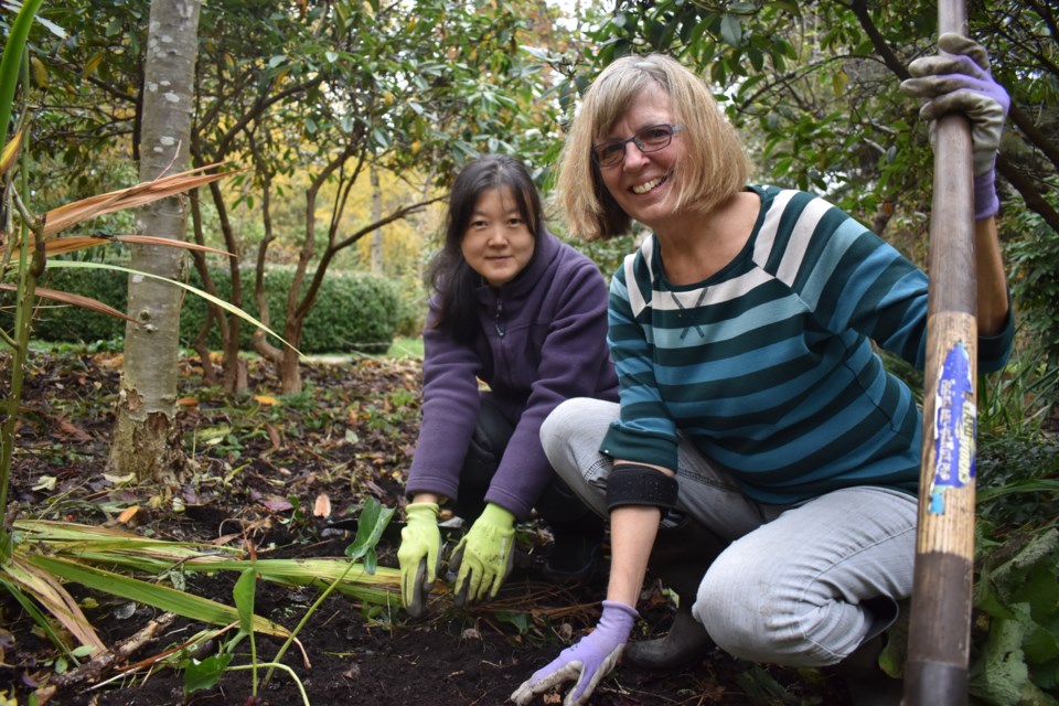 Lynda Pasacreta (on the right side) with Kathy Miao work together at at the Paulik Neighbourhood Park each week. Nono Shen photo