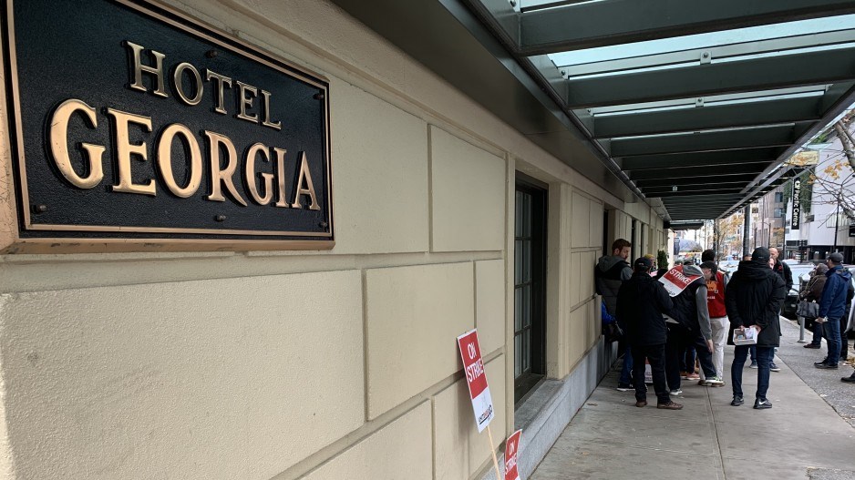 Striking workers at the Hotel Georgia have been at it for the past eight weeks. Photo Glen Korstrom