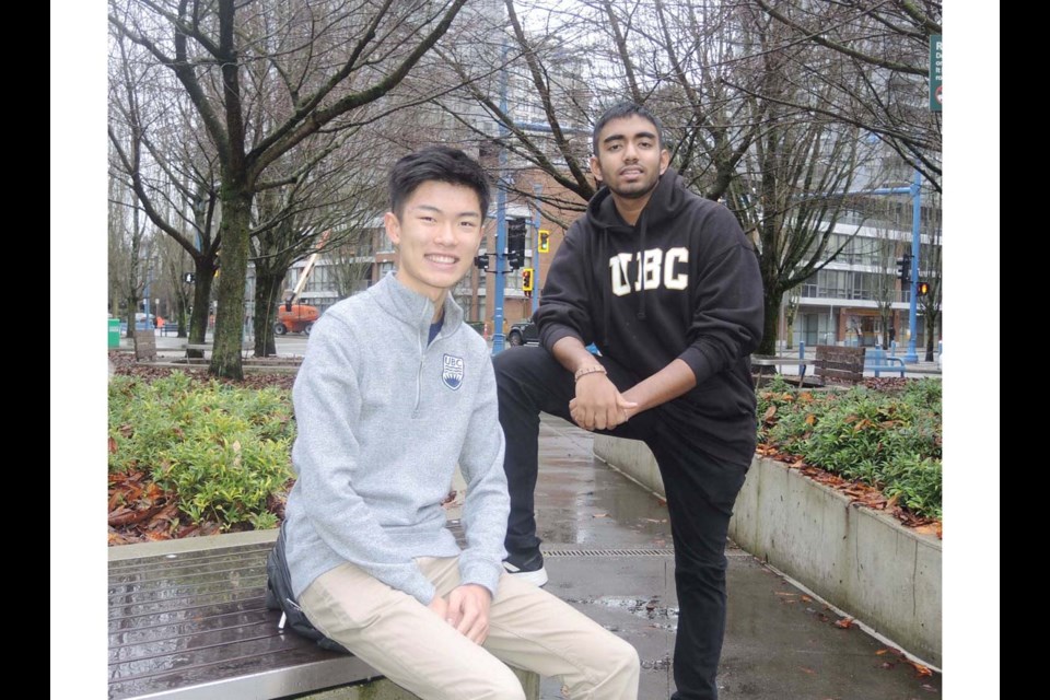 Jason Pang (left) and Ethan Rajkumar were both recipients of the Beedie Luminary scholarships, which helps students who're dealing with or who've overcome personal and financial barriers. Alan Campbell photo