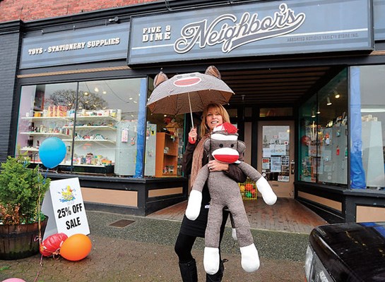 Kelly Krull stands outside her toy store Splash Toy Shop, which becomes Neighbor's Five and Dime in Storybrooke.