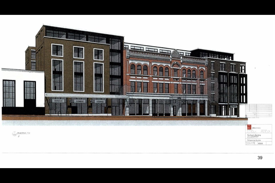 Artist’s rendering of a hotel development incorporating the Duck's Building on Broad Street.