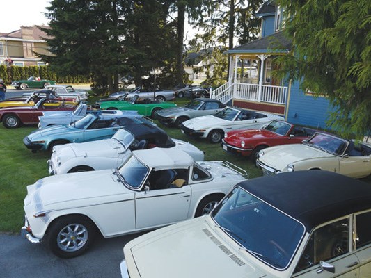 The Triumph car collection made an impromptu BBQ stop-over at a home in south Richmond after a classic car event in Vancouver.