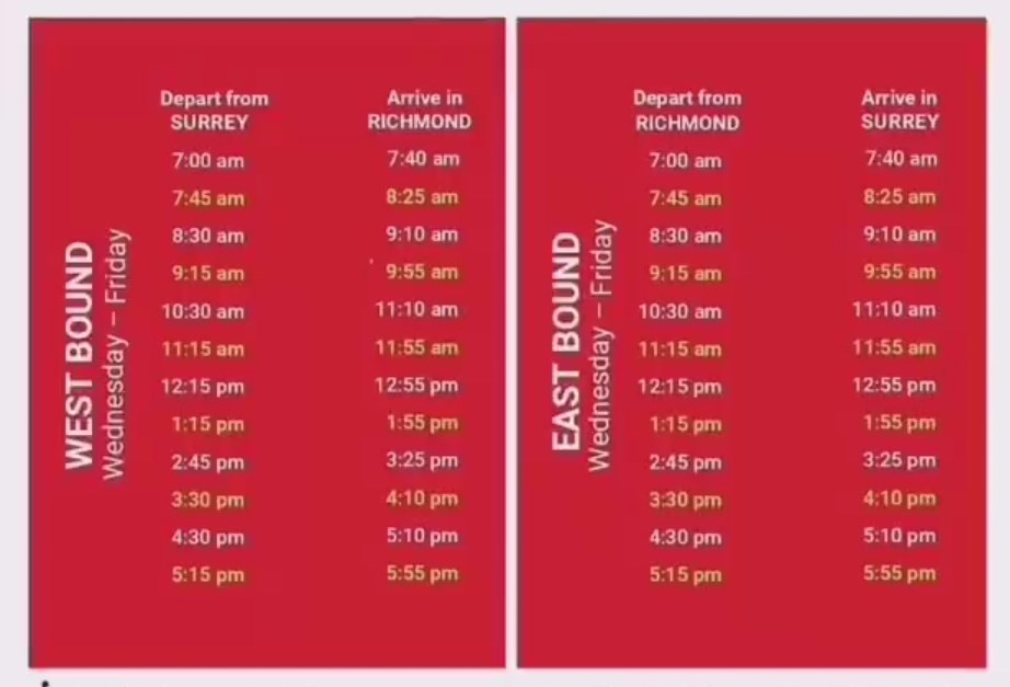 shuttle schedule