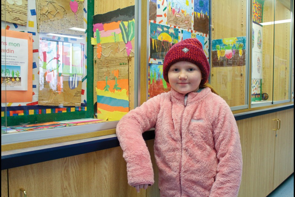 Adaura Cayford in the halls at Ecole Central Elementary in Fort St. John.