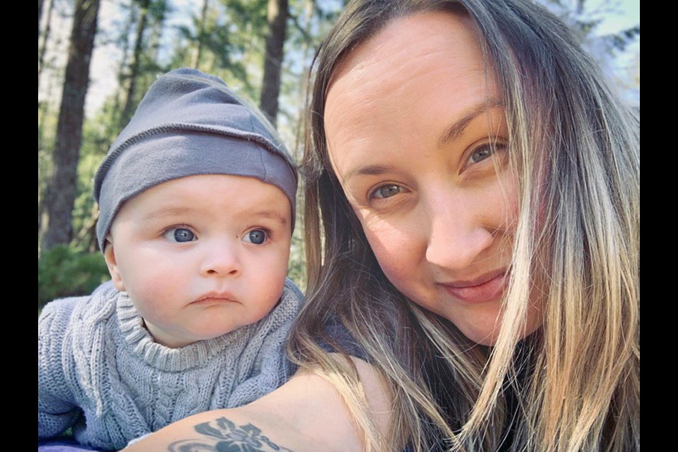 Laura Jokinen of Errington and son Harlan. Jokinen had unexplained pain after her C-section last year only to find out 10 weeks later it was the result of a medical device left inside her.