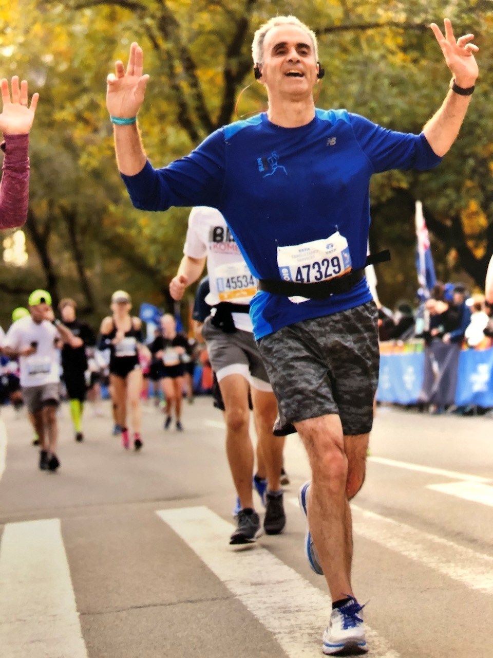 Damian Leverton running the New York City Marathon.