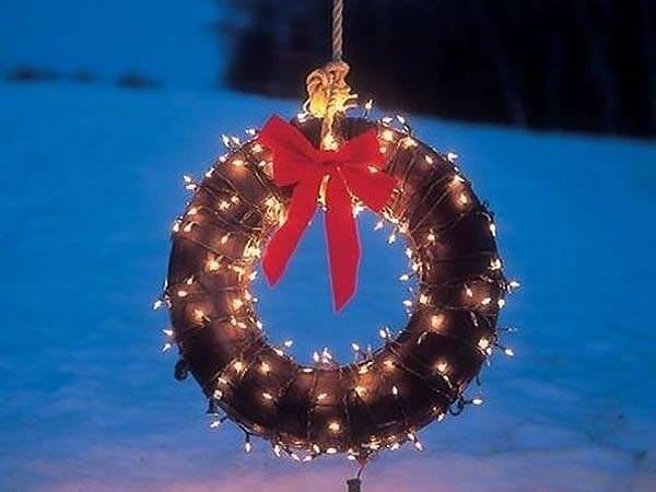 Recycled tire wreath