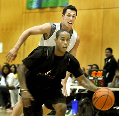 A wet Sunday afternoon forced the final game of the 32nd Annual Dolphin Park Classic indoors. The X-Falcons and the Athletes in Action played for the championship final in the Thompson Community Centre main gym. The ever-popular Slam Dunk Contest followed the game.