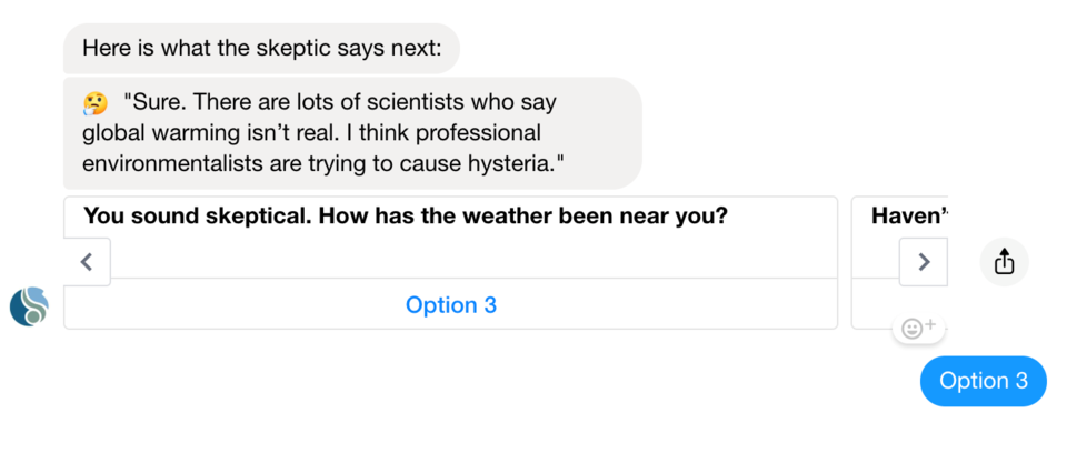 An example of an interaction with the CliMate chat bot