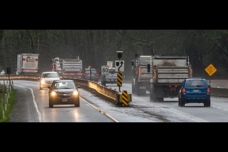 Traffic on the Malahat near Goldstream Provincial Park.