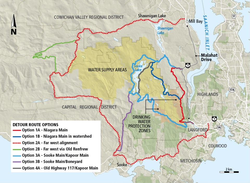 map Malahat detour options