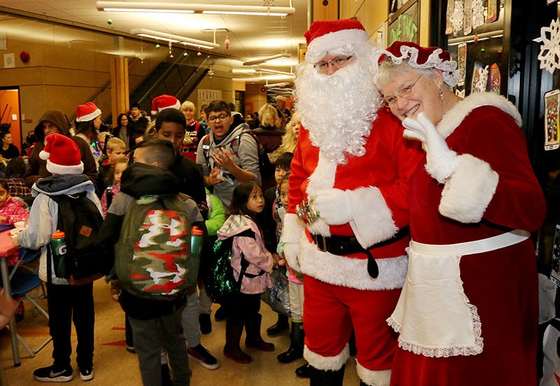 Mr. and Mrs. Claus at James Park elementary this morning.