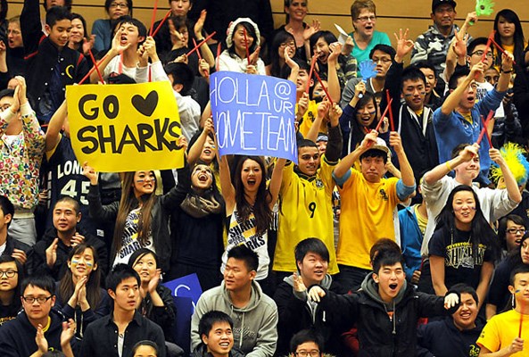 At the Richmond High School regional playoff final game, the RC Palmer Griffins (in blue) played against the Steveston-London Sharks.