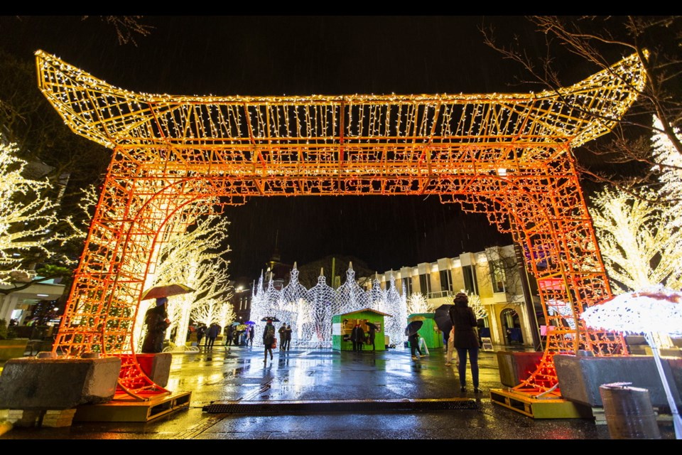 The Lights of Wonder show opened at Centennial Square on Friday night. A replica of Chinatown's Gate of Harmonious Interest is among the displays. Dec. 20, 2019