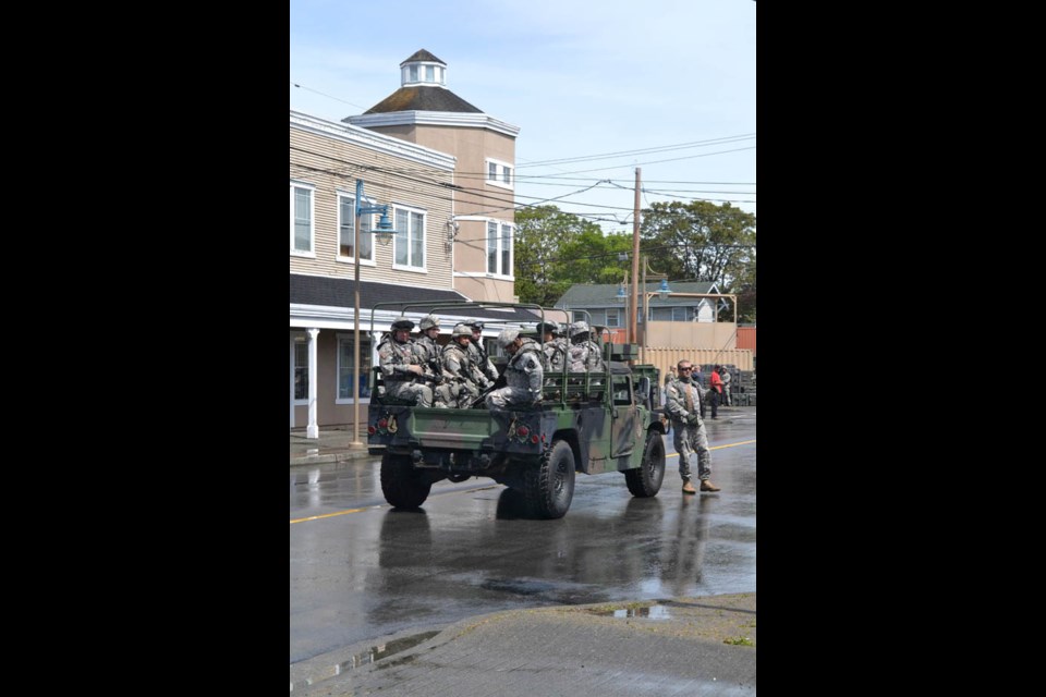 Movie crews took over Moncton Street in Steveston for the filming of a re-make of Godzilla on Tuesday.