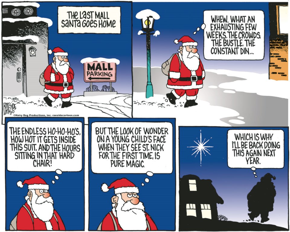 Adrian Raeside cartoon shopping mall Santa - Dec. 24, 2019