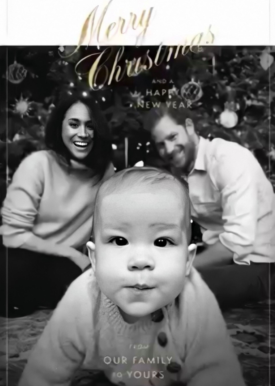 Meghan Markle, Prince Harry and Archie in December 2019 Christmas card