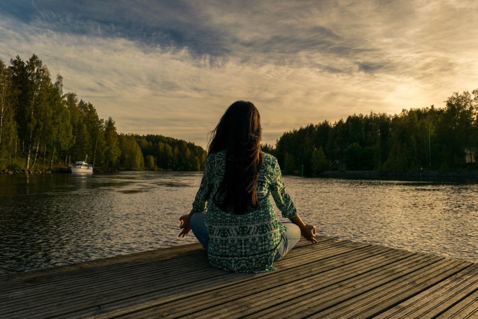 yoga on a dock in the bay