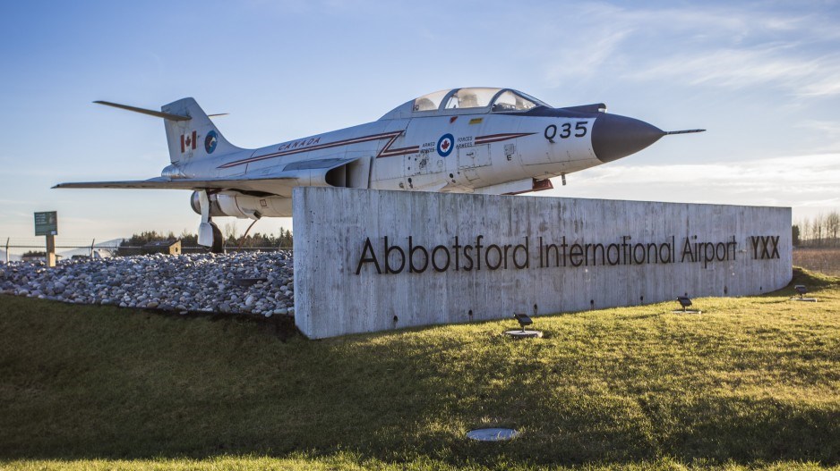 A CF-101 Voodoo plane welcomes visitors to Abbotsford International Airport. Photo Abbotsford Intern