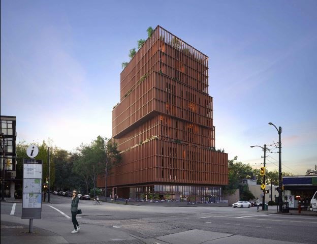 The building is envisioned for 3701 to 3743 West Broadway. Leckie Studio Architecture designed the b